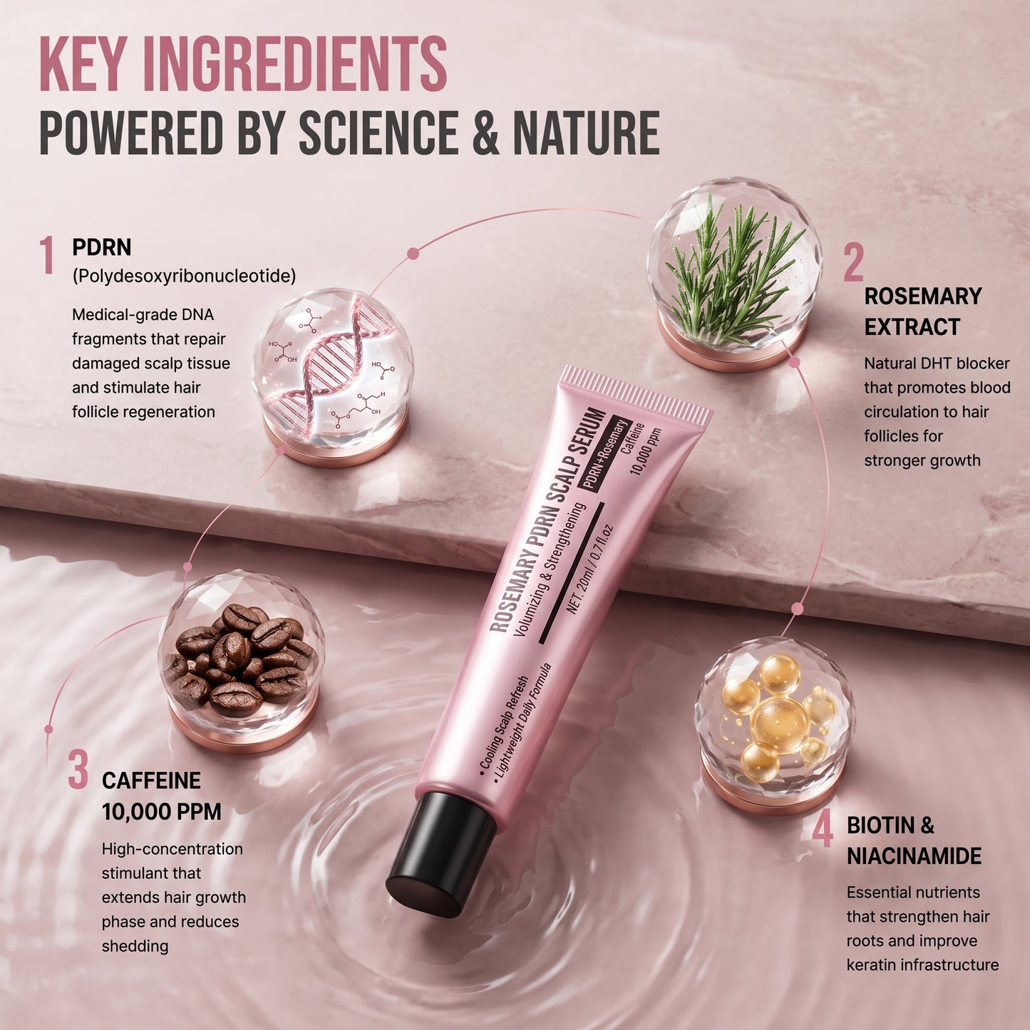 Rosemary PDRN Scalp Serum – Root Strengthening & Hair Revitalizing